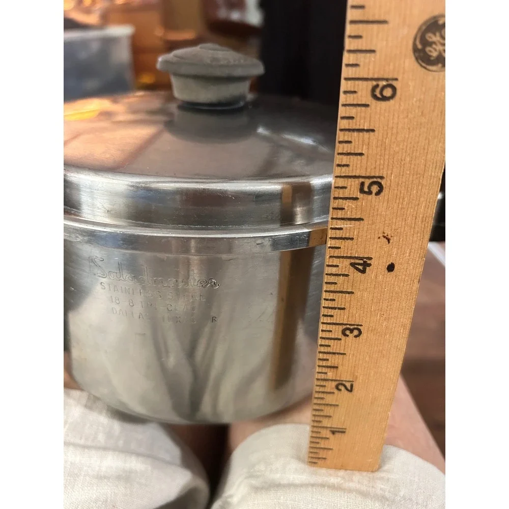 Saladmaster 18-8 Tri-Clad Stainless Steel Saucepan with Vapo Lid Vintage 7 Inch
